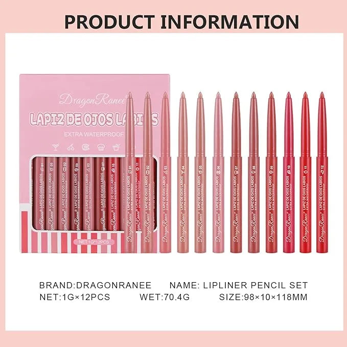 Dragon Ranee Lipstick Lip Pencil Set-12 piece