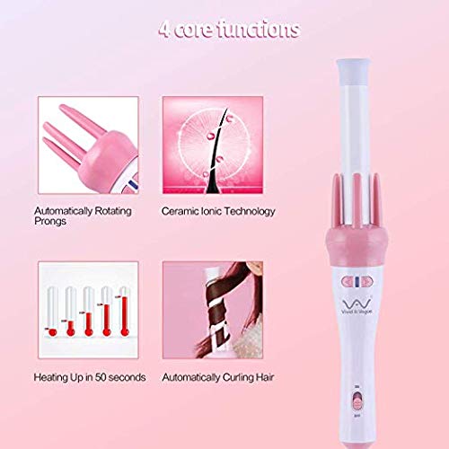 Automatic Pink Hair Curler Spin 360° Rotating Hair Styling Roller